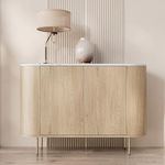 BEST MOBILIER Sansa - buffet bas 139 cm - 2 portes et 1 étagère - plateau effet marbre. Coloris disponibles : Marron