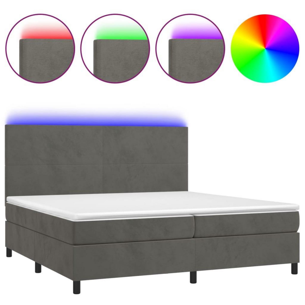VIDAXL Sommier a lattes de lit avec matelas LED Gris fonce 200x200 cm
