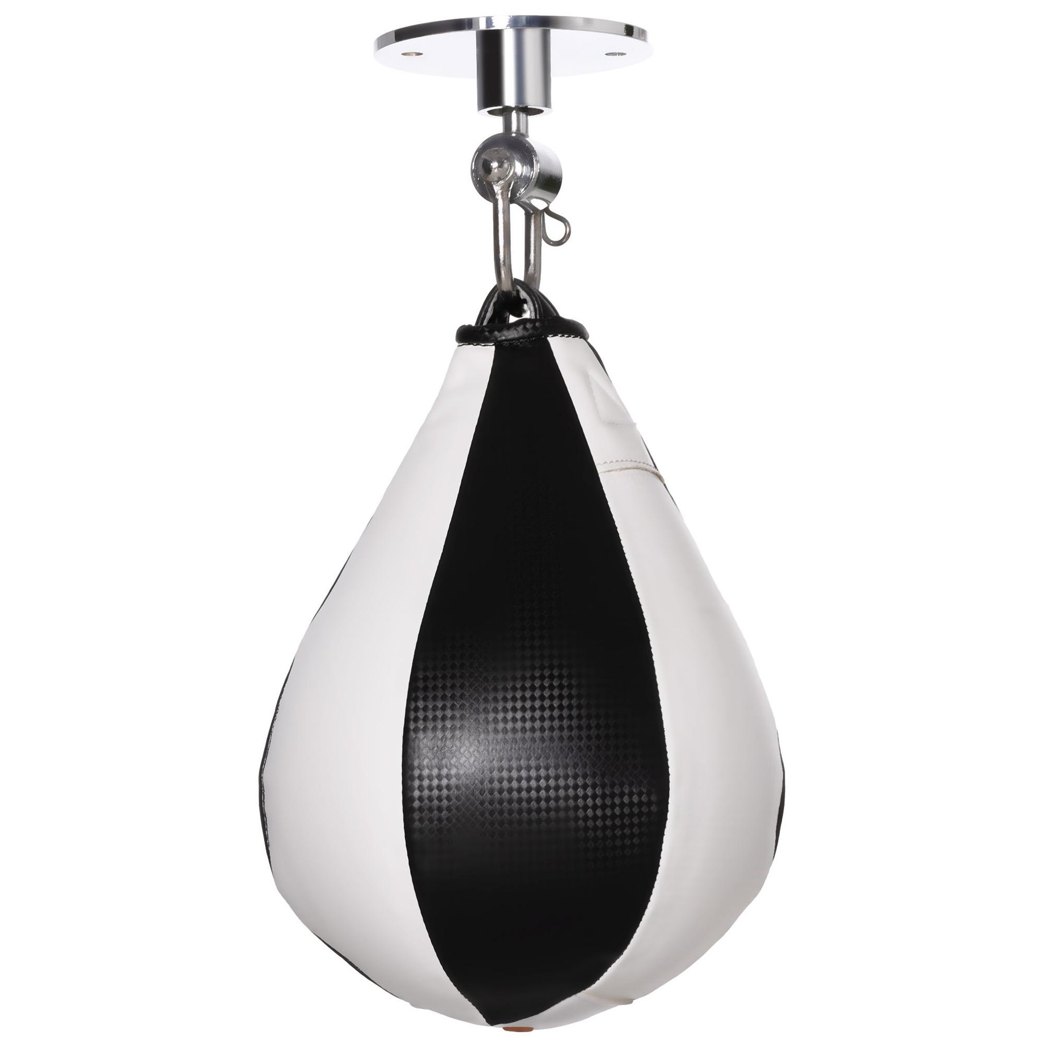 HOMCOM Poire de vitesse boxe pivotante 360° - crochet, pompe inclus - acier PU noir blanc