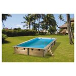 UBBINK Piscine hors sol bois rectangulaire - 350x650x140cm - Liner Bleu - LINEA