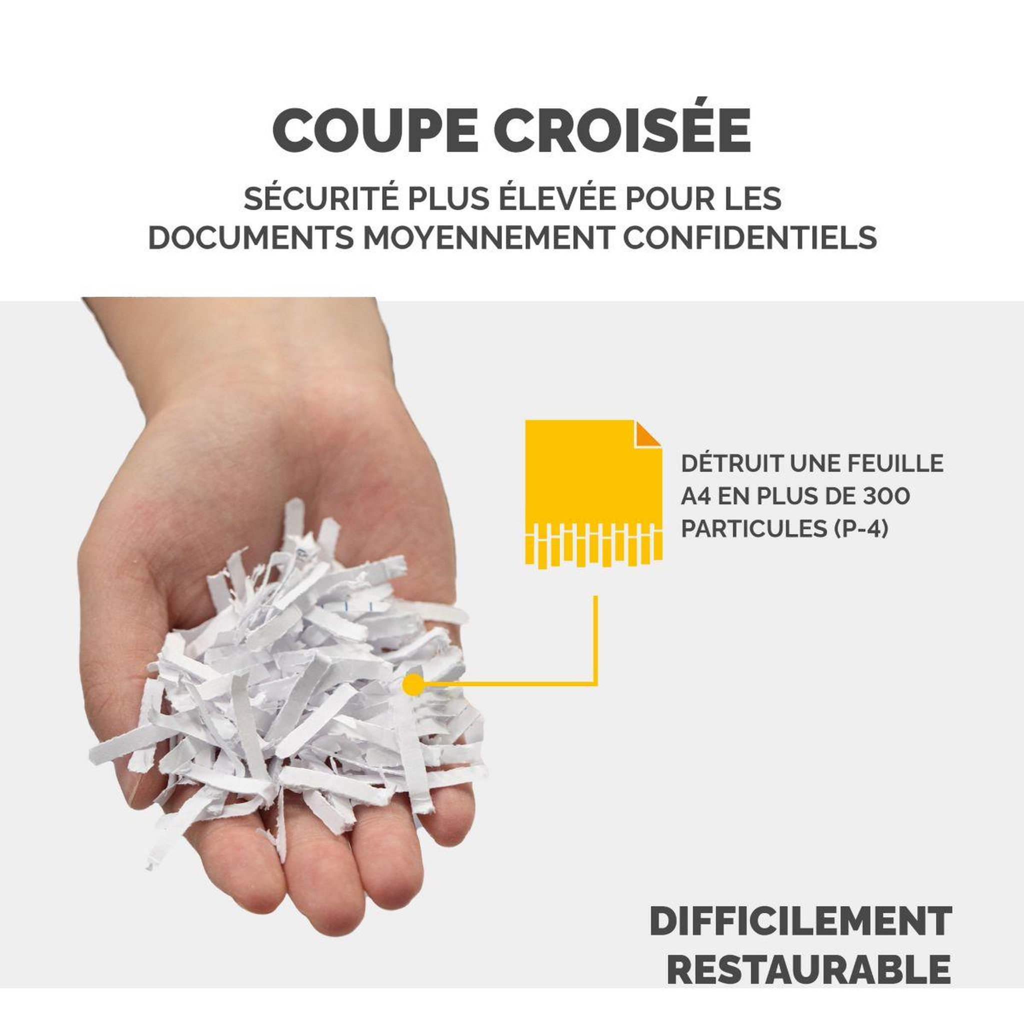 Voir la diapositive 4 : Fellowes Destructeur papier Fellowes DESTRUCTEUR M 7CM COUPE CROISEE 7 FEUILLES