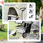 Voir la diapositive 6 : PAWHUT Poussette buggy pliable animaux chariot pliant chien chat porte-gobelet panier de rangement inclus roues avec frein tissu 600D Oxford métal gris