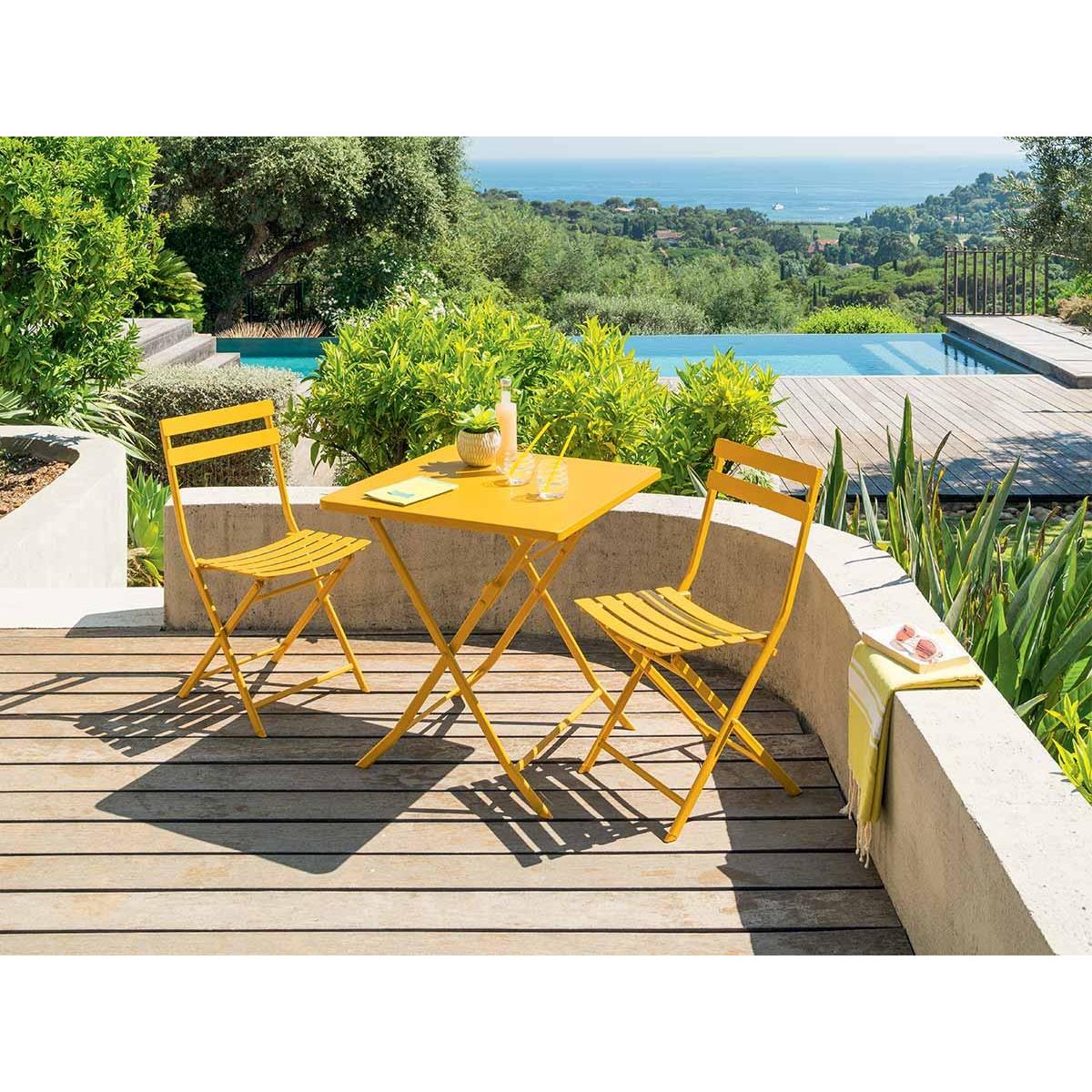 HESPERIDE Table de jardin carrée Greensboro 70 x 70 cm Moutarde - Hespéride
