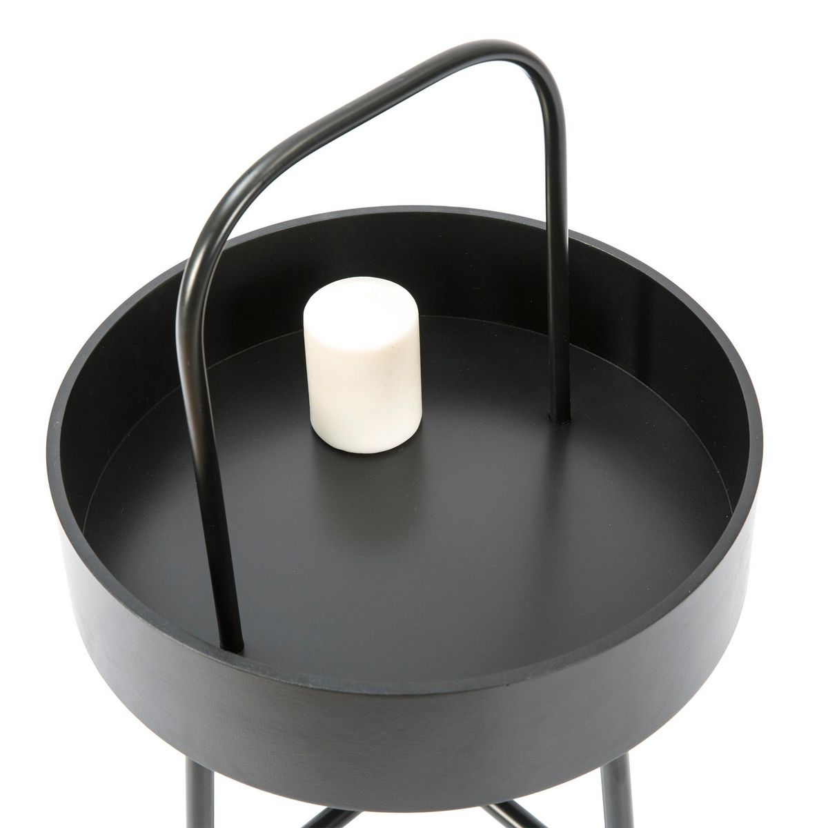 VS VENTA-STOCK Table auxiliaire Jaipur avec Plateau en MDF Noir et Structure métallique en Noir Mat