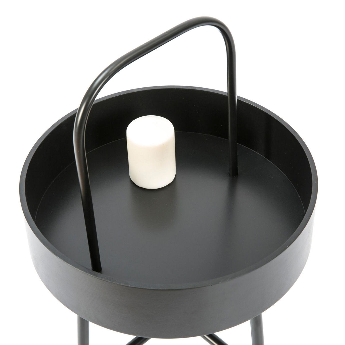 VS VENTA-STOCK Table auxiliaire Jaipur avec Plateau en MDF Noir et Structure métallique en Noir Mat