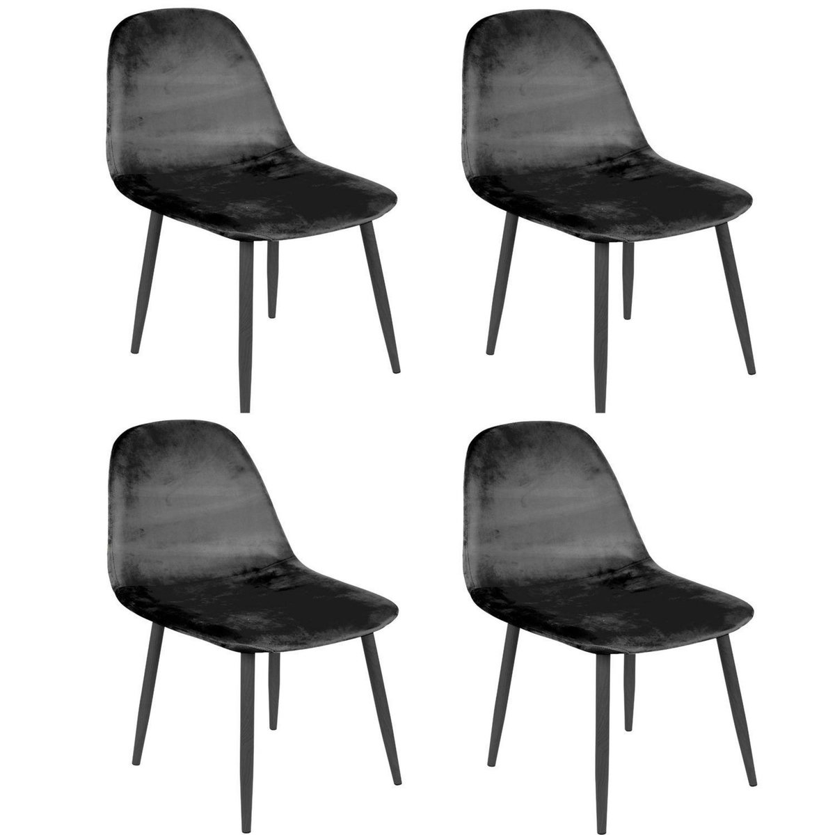 DIVERS Lot de 4 Chaises de table design velours Inoui