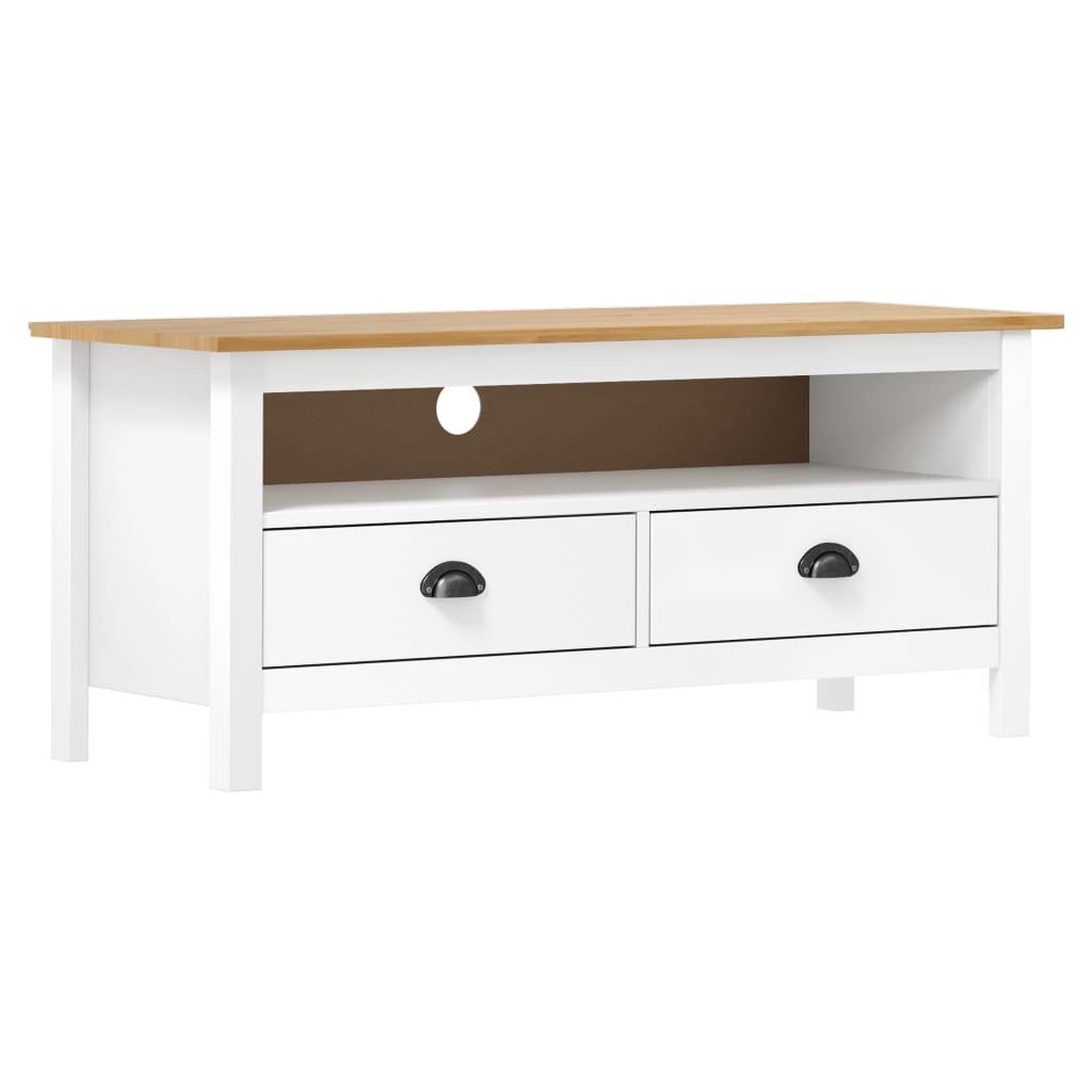 Voir la diapositive 1 : VIDAXL Meuble TV Hill Range Blanc 110x40x47 cm Bois de pin solide