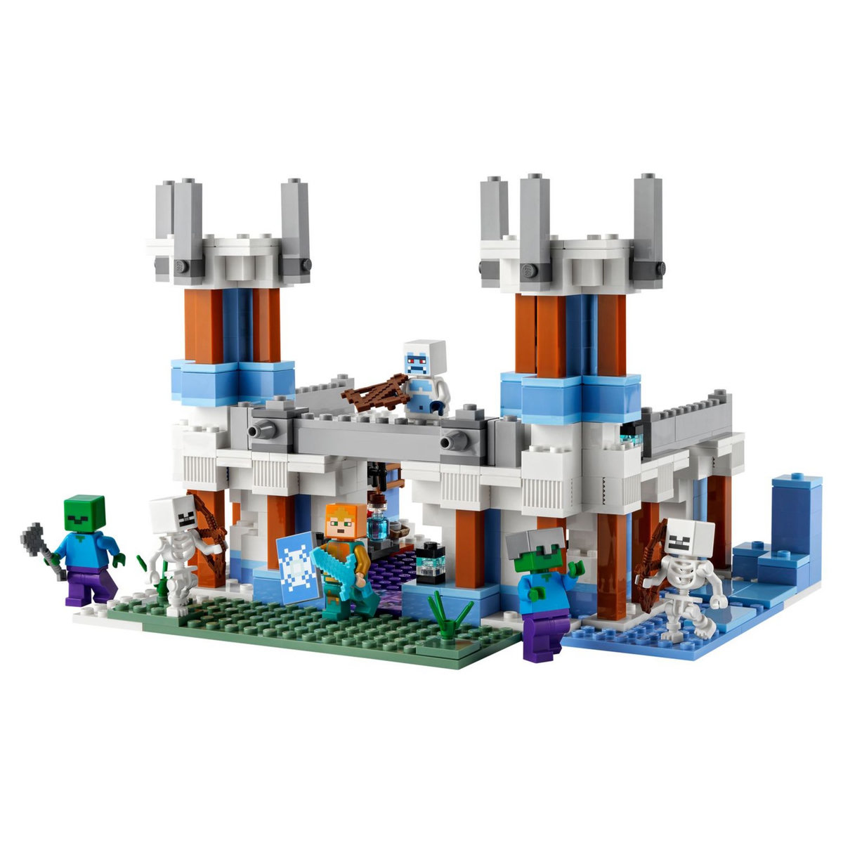 LEGO Minecraft 21186 Le Château de Glace, Jouet avec Figurines de Squelette et Zombie