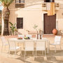 Voir la diapositive 3 : SWEEEK Table de jardin extensible aluminium + 10 assises aluminium et textilène beige. 8 chaises. 2 fauteuils. 10 places. 290 x 100 x 75 cm