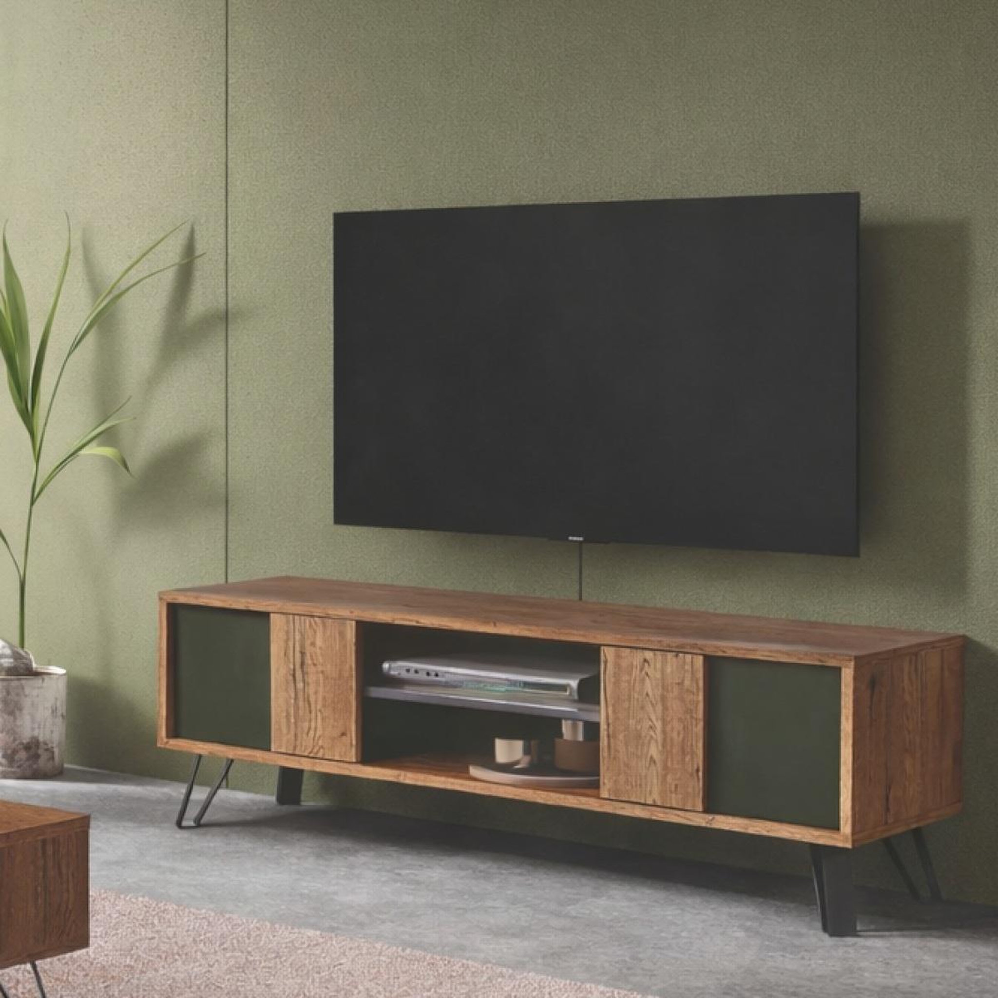 Voir la diapositive 2 : JLC KREATION Meuble tv industriel en bois avec portes pedro