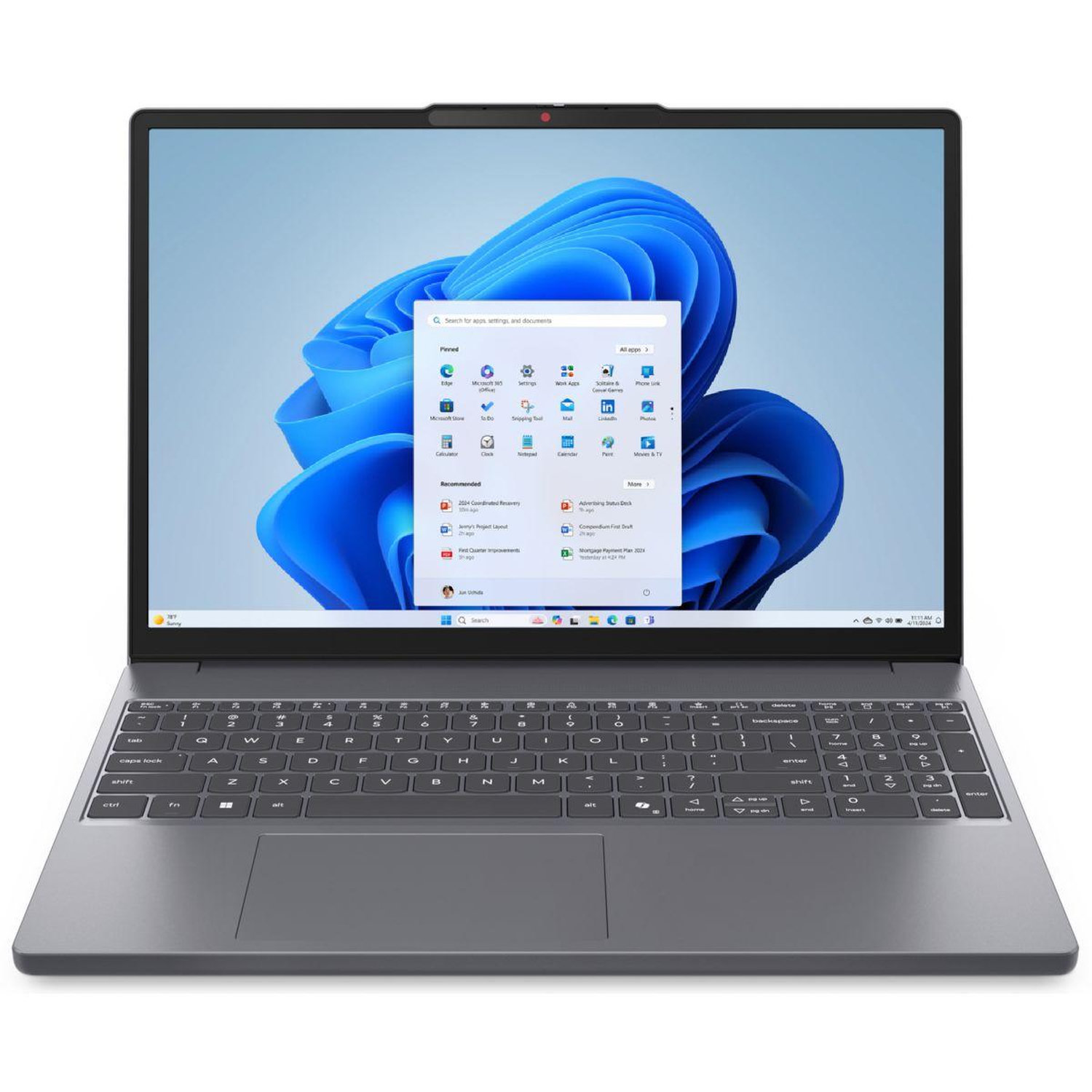 Lenovo IdeaPad Slim 3 15IWC11 83RR AI PC Intel Core 7 350 / jusqu'à 4.8 GHz Win 11 Home Intel Graphics RAM SSD NVMe 15.3 IPS 1920 x 1200 Wi Fi 6 Bluetooth luna clavier : Français - vue 2