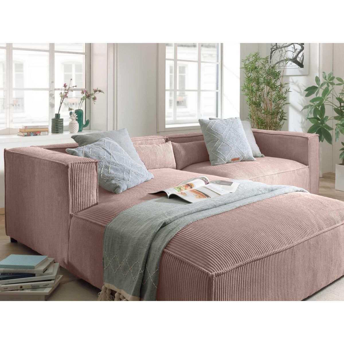 LISA DESIGN Ela - canapé d'angle gauche 4 places - en velours côtelé - style contemporain