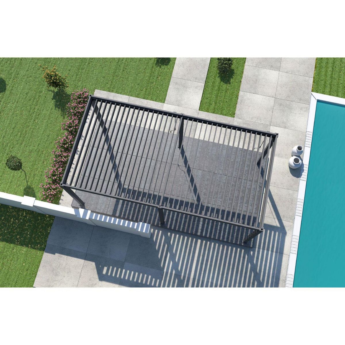 Pergola Bioclimatique autoportée- 3x6 m - Aluminum Anthracite - VS OmBREA®
