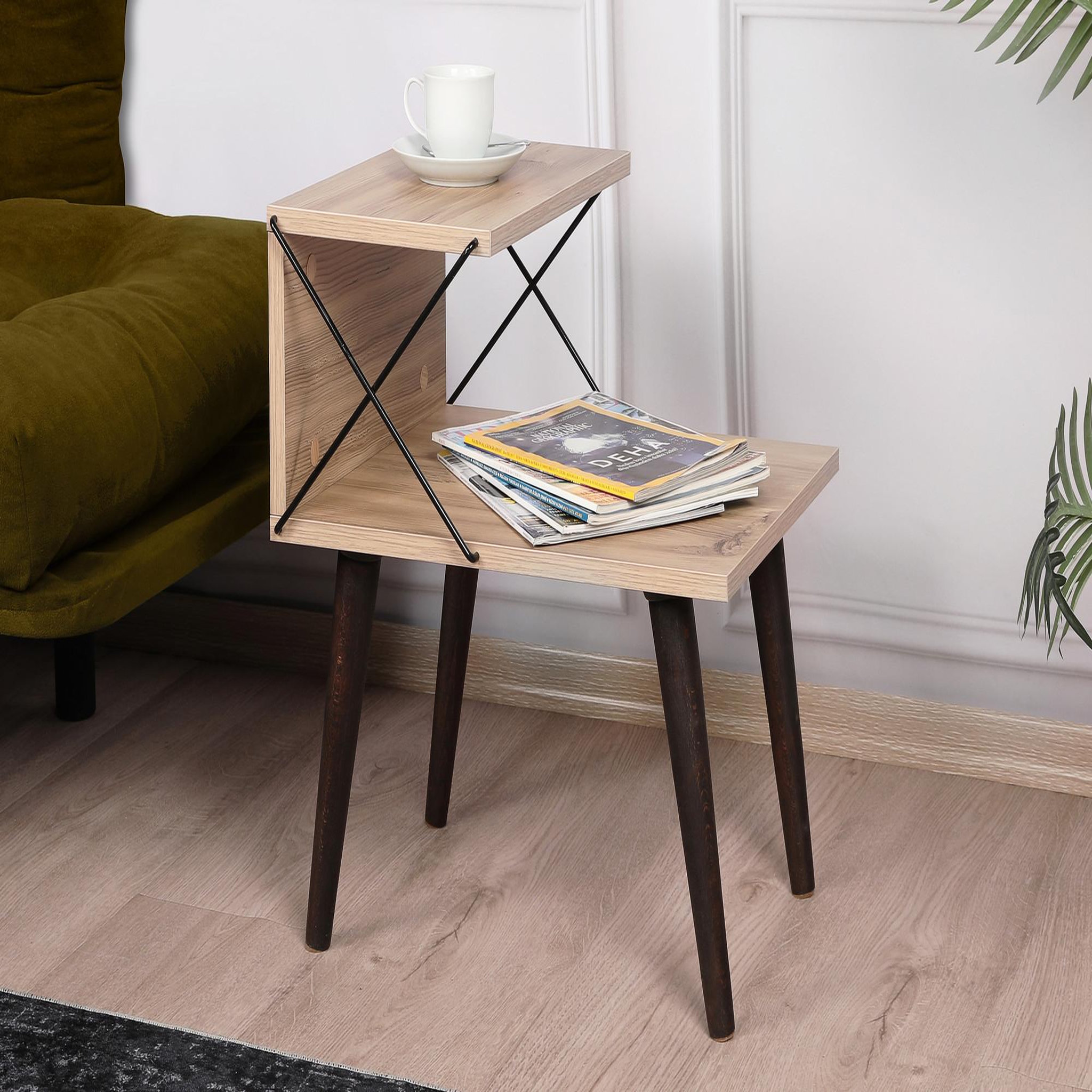 Voir la diapositive 3 : Habitat et Jardin Table de chevet en bois  cross  50 x 40 x 55 cm - pin