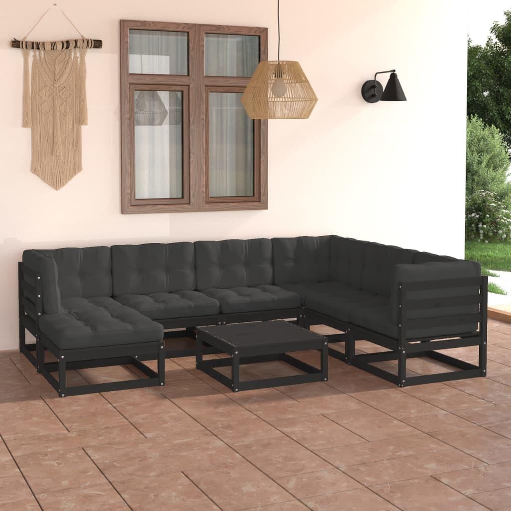 Voir la diapositive 1 : VIDAXL Salon de jardin 8 pcs avec coussins Bois de pin massif
