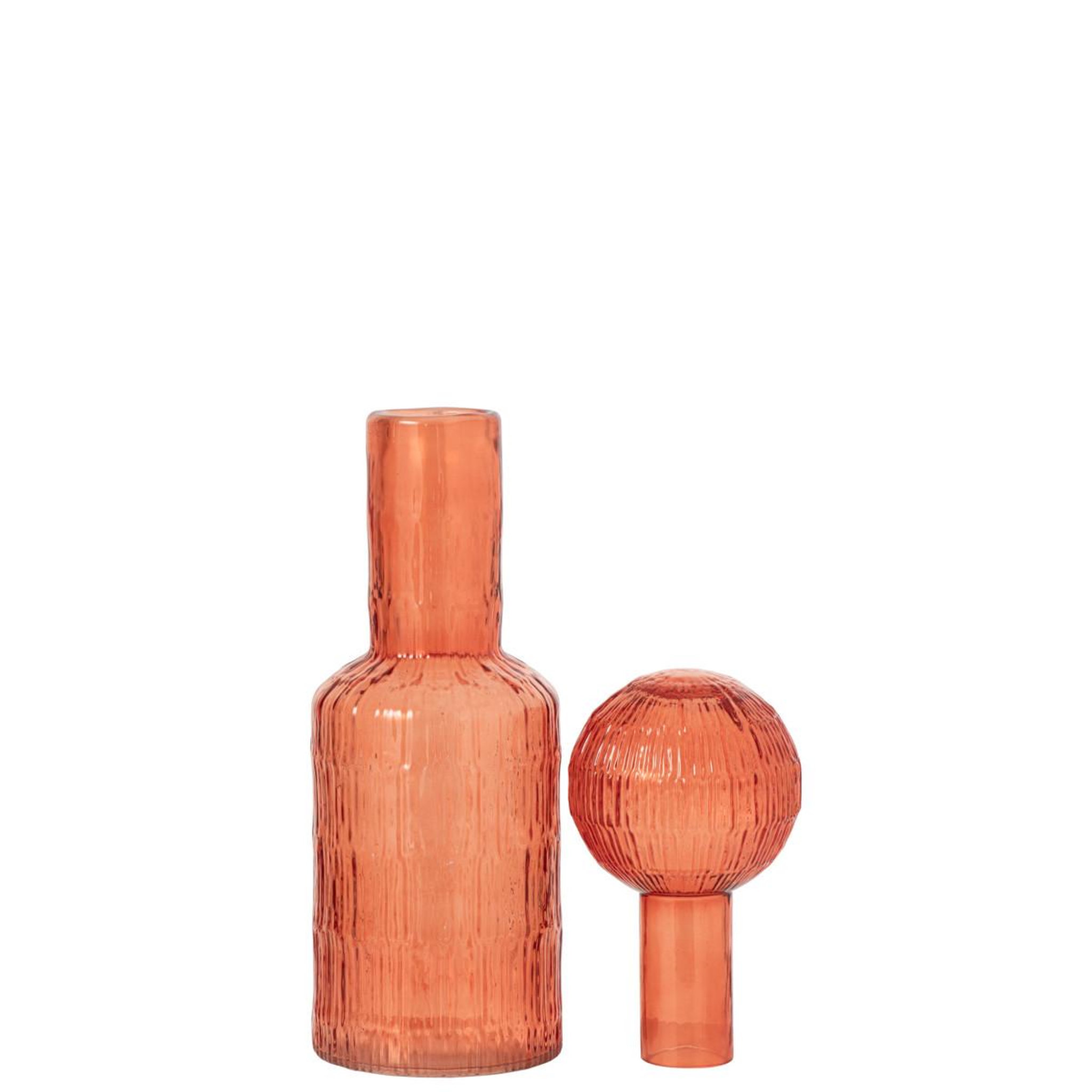Voir la diapositive 2 : J-LINE Bouteille déco striée en verre  kyoto  45cm orange