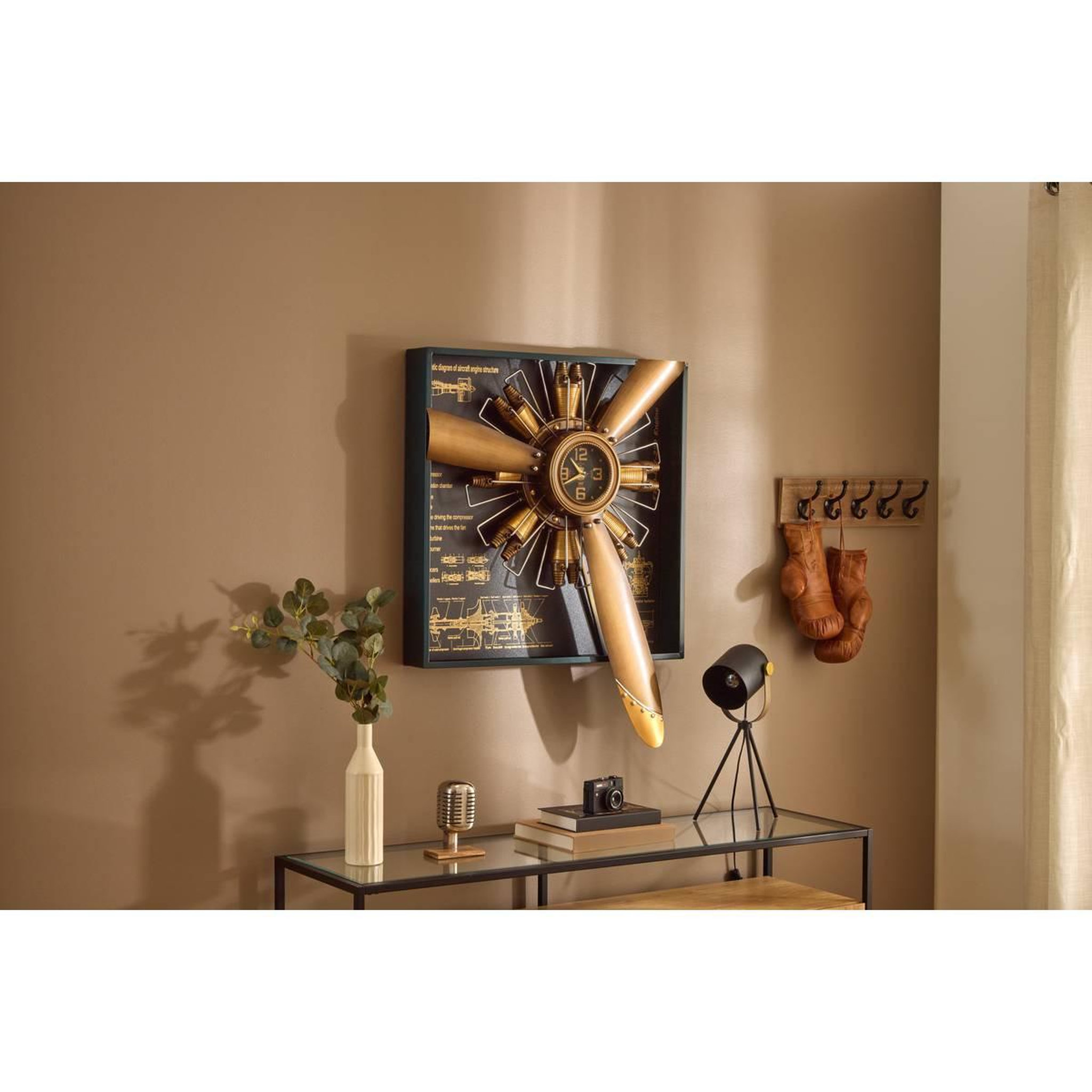 Voir la diapositive 6 : ATMOSPHERA Horloge Murale Design  Rudy  94cm Doré