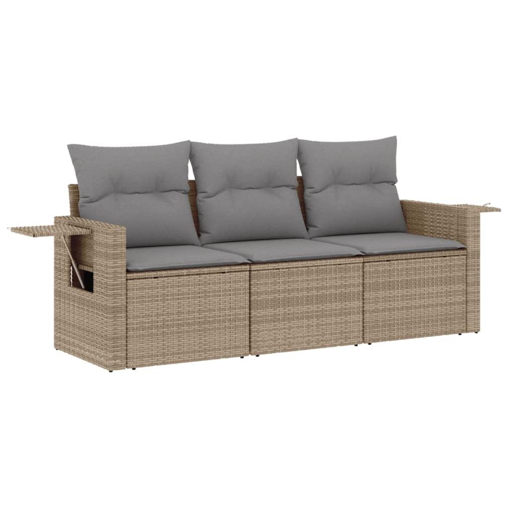Voir la diapositive 2 : VIDAXL Salon de jardin avec coussins 3 pcs beige resine tressee