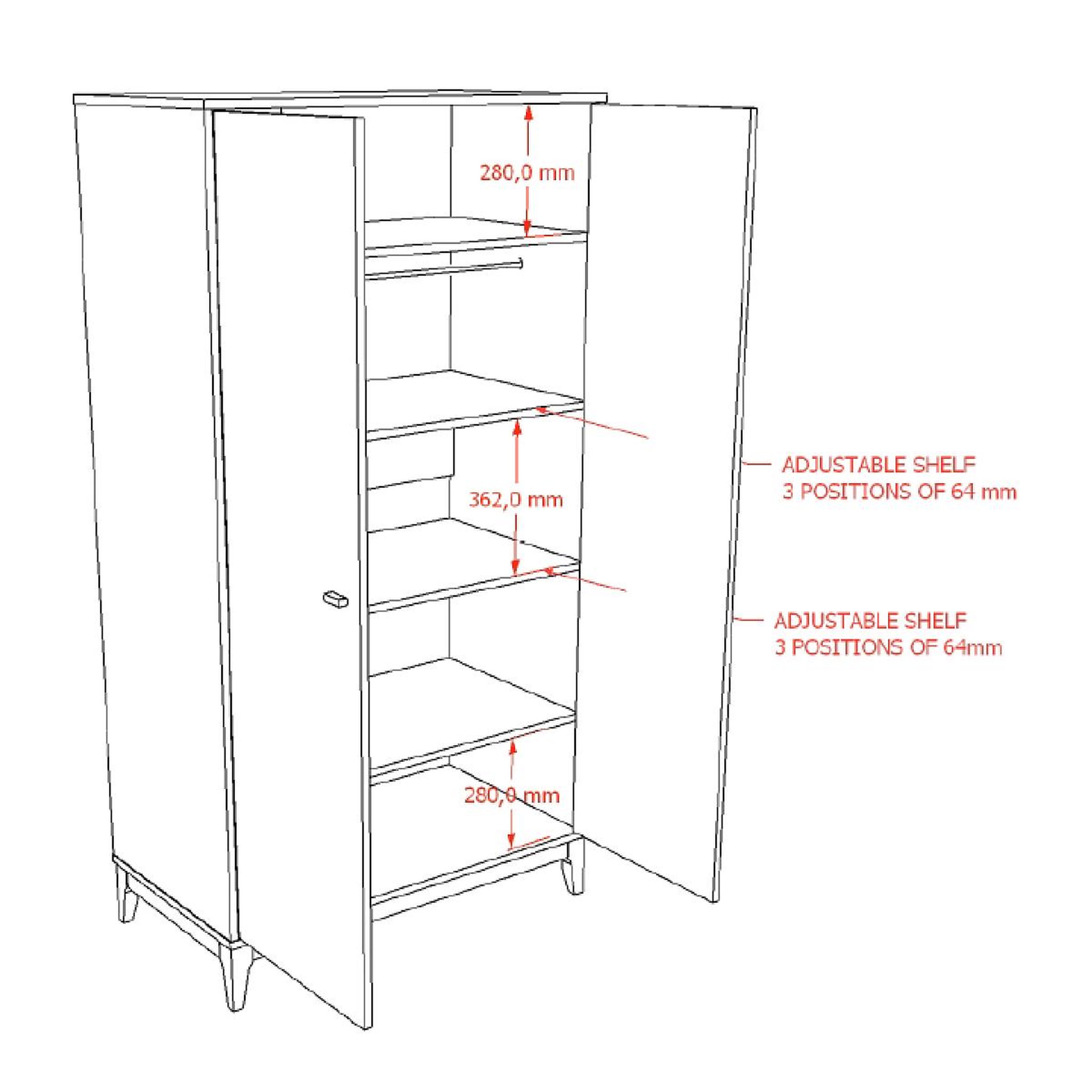 Voir la diapositive 4 : Vipack Armoire ilyas 2 portes noyer