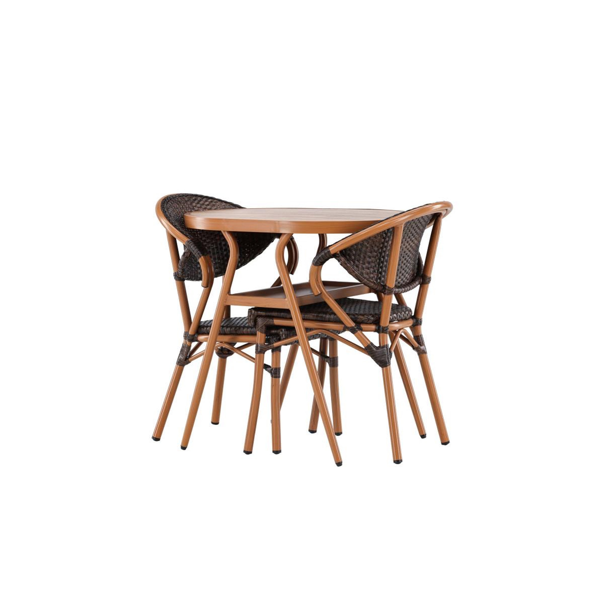 Voir la diapositive 6 : Paris Prix Ensemble table de jardin & 2 chaises  abrantes  80cm marron