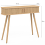 Voir la diapositive 5 : ID MARKET Console 2 portes coulissantes ROMIE lattes tasseau bois coloris chêne