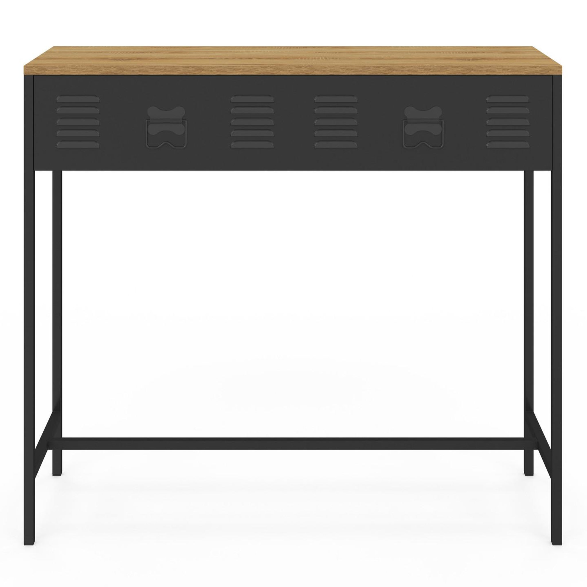 Voir la diapositive 3 : ID MARKET Console 1 tiroir ester métal noir plateau bois design industriel