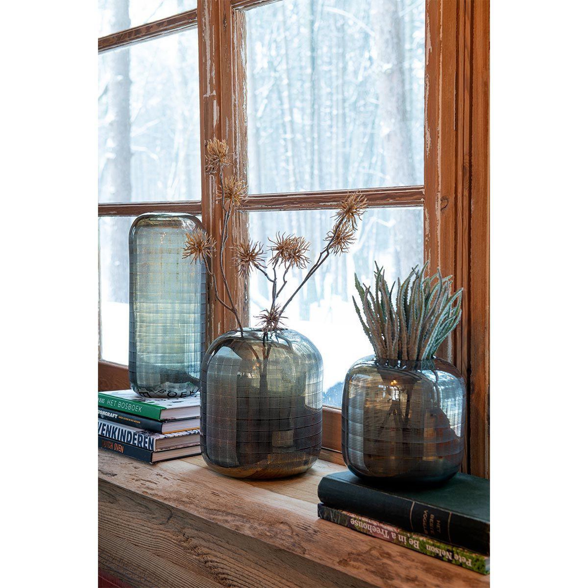 Voir la diapositive 2 : J-LINE Vase design en verre  torino  36cm vert & or