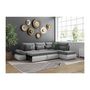 Voir la diapositive 5 : LOUNGITUDE Canapé d'angle réversible convertible SEVARA 4 places - PU blanc et tissu gris clair - Coffre de rangement - L267 x P200 x H90