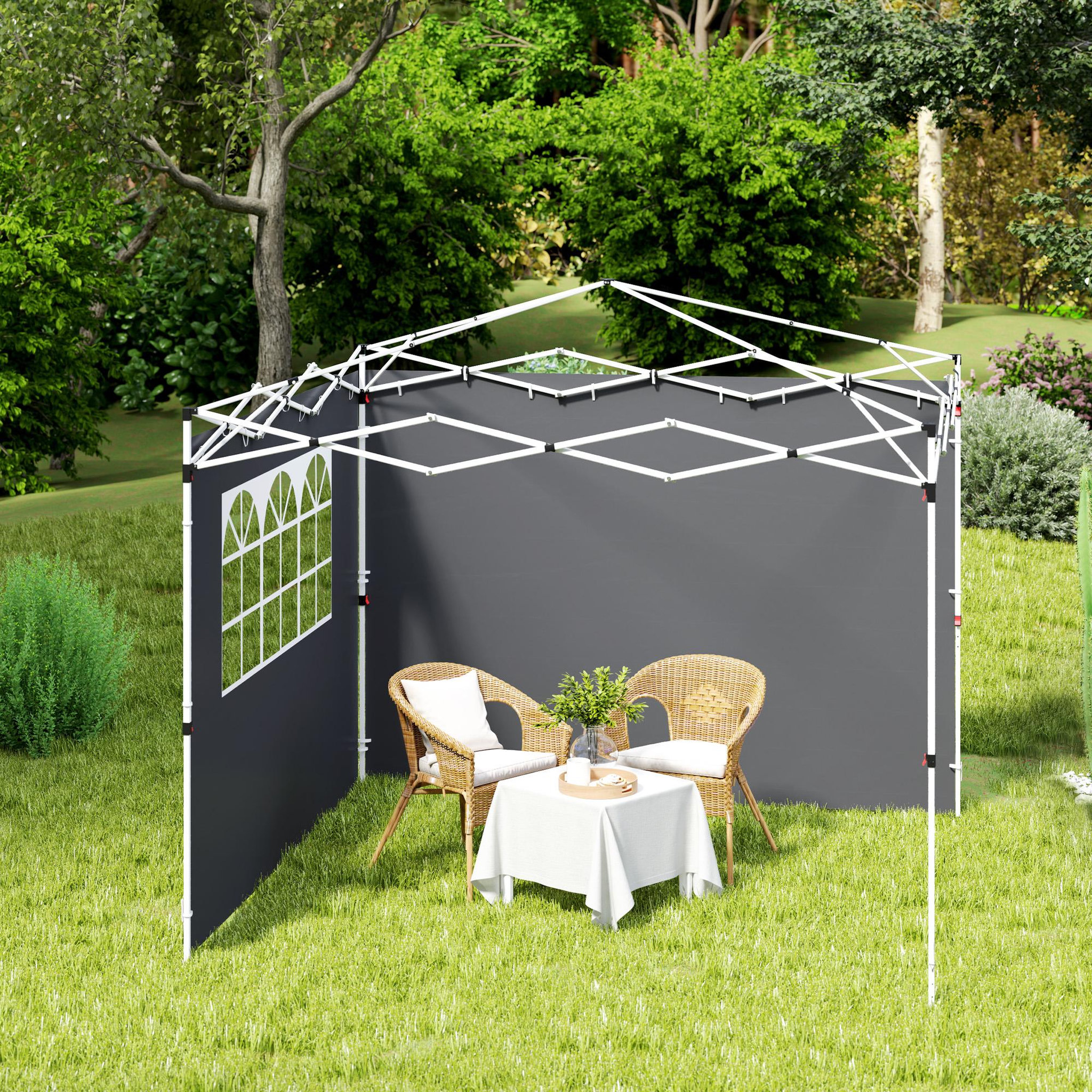 Voir la diapositive 2 : OUTSUNNY Parois latérales de rechange barnum tonnelle 3 x 3 m 2 pièces grande fenêtre gris