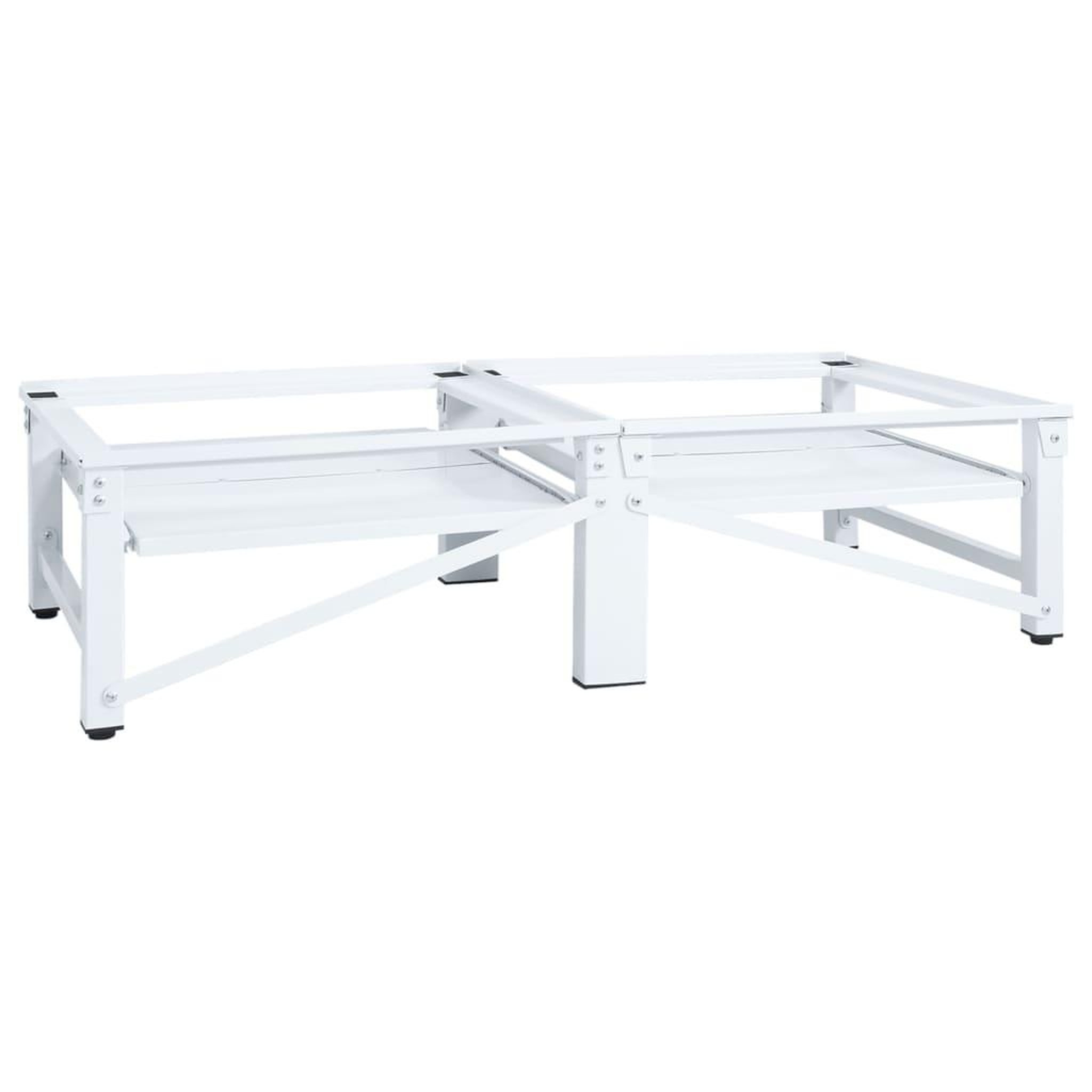Voir la diapositive 5 : VIDAXL Socle de lave-linge et seche-linge et etagere coulissante Blanc