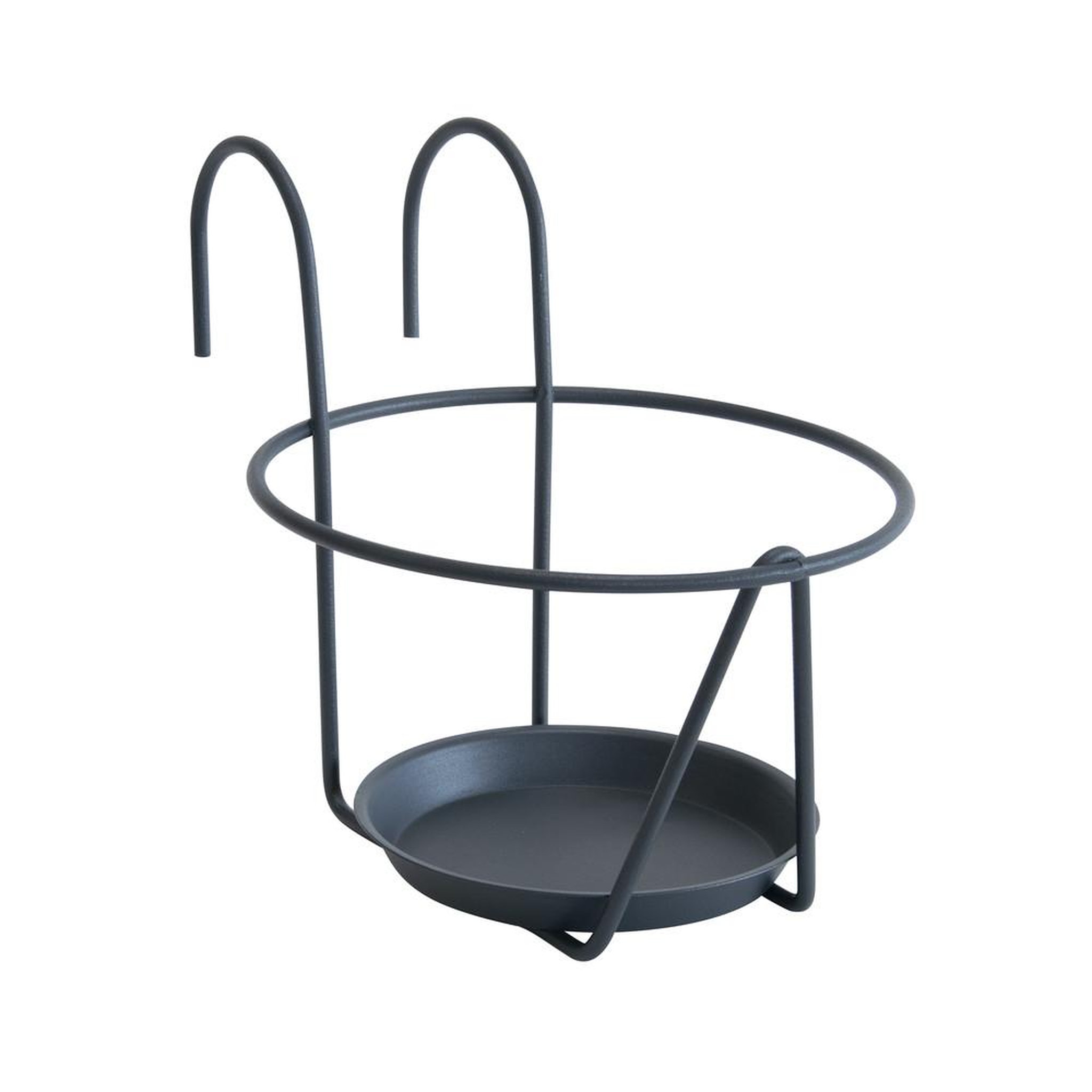 CENTRALE BRICO Porte pot soucoupe crochet anthracite - 16-18 cm - acier époxy