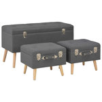 VIDAXL Tabourets de rangement lot de 3 Gris fonce Tissu