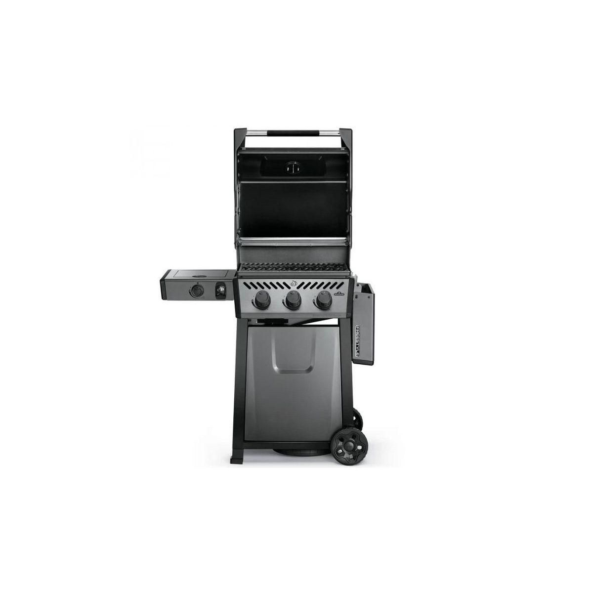 NAPOLEON Barbecue gaz Freestyle 3 bruleurs + 1 rechaud plat sur chariot, 51x45 cm