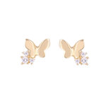 L'ATELIER D'AZUR Boucles d'Oreilles Papillons - Or Jaune et Zirconiums - Femme ou Enfant