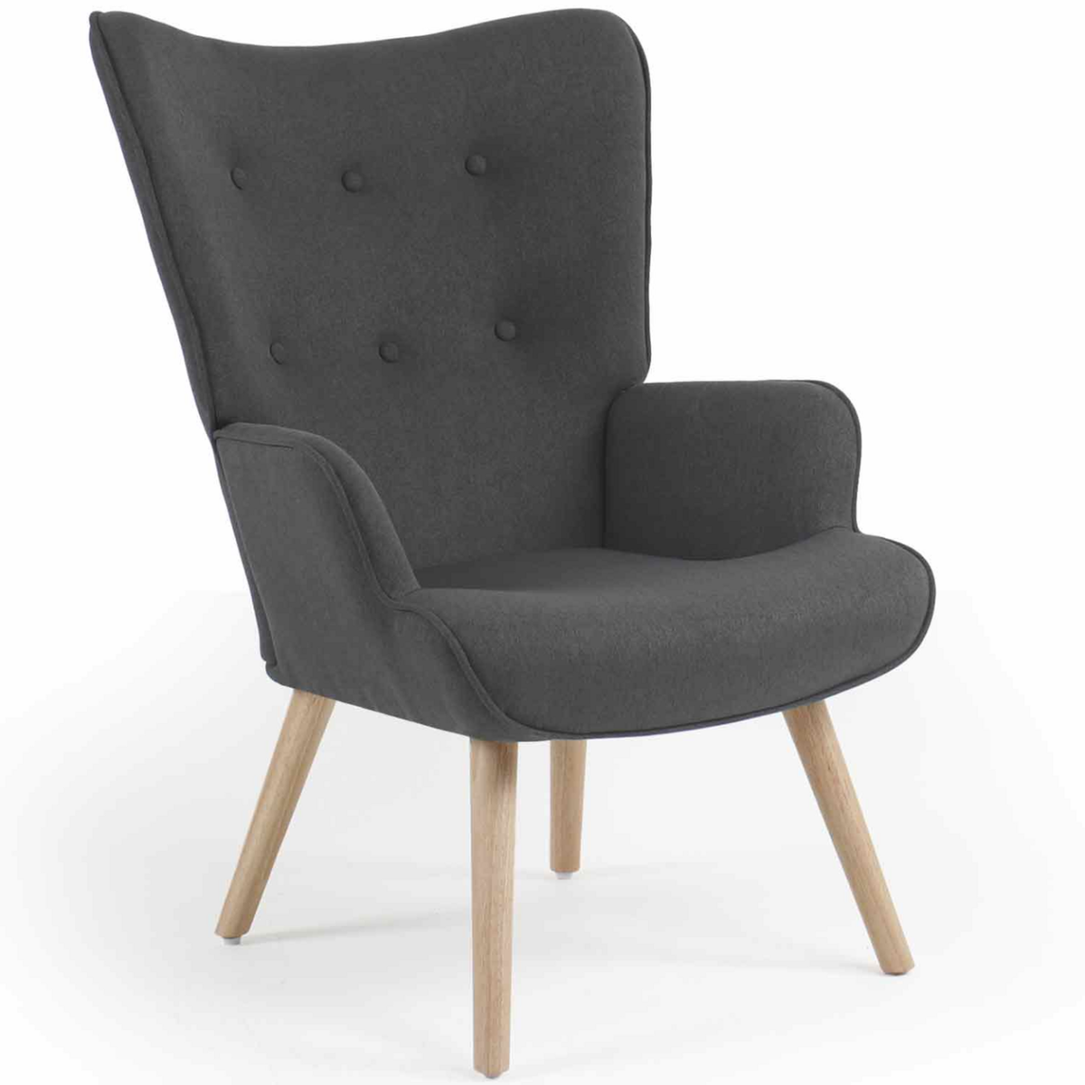 ID MARKET Fauteuil scandinave IVAR en tissu gris anthracite
