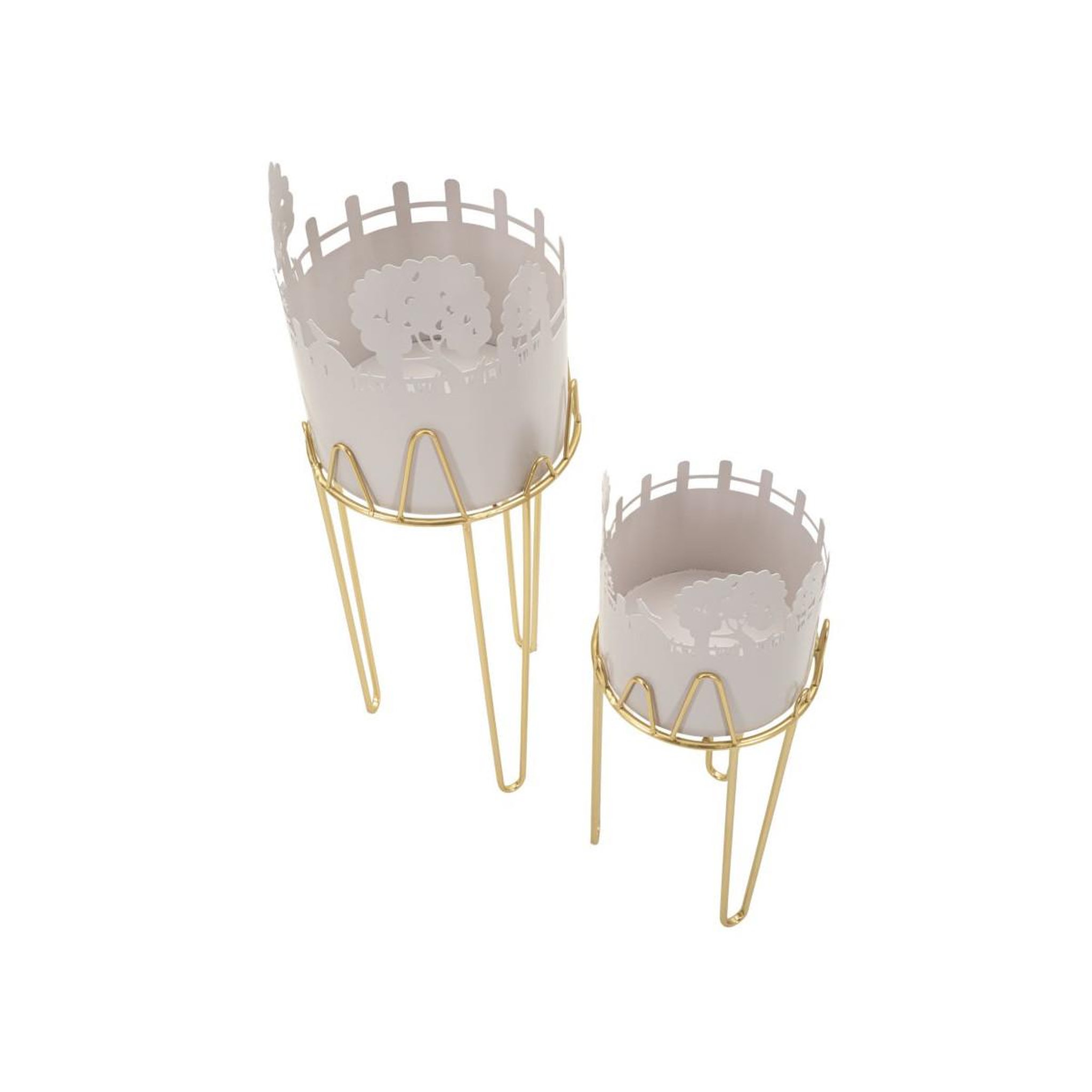 Voir la diapositive 2 : Paris Prix Lot de 2 cache-pots sur pied  tree  79cm gris