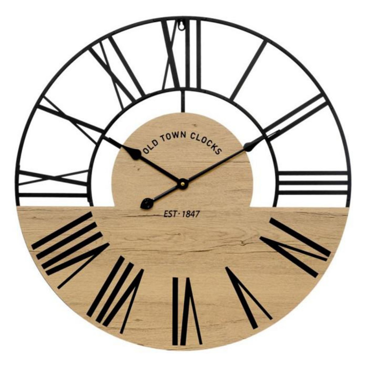 ATMOSPHERA Horloge Murale Déco  Clovis  70cm Noir & Naturel
