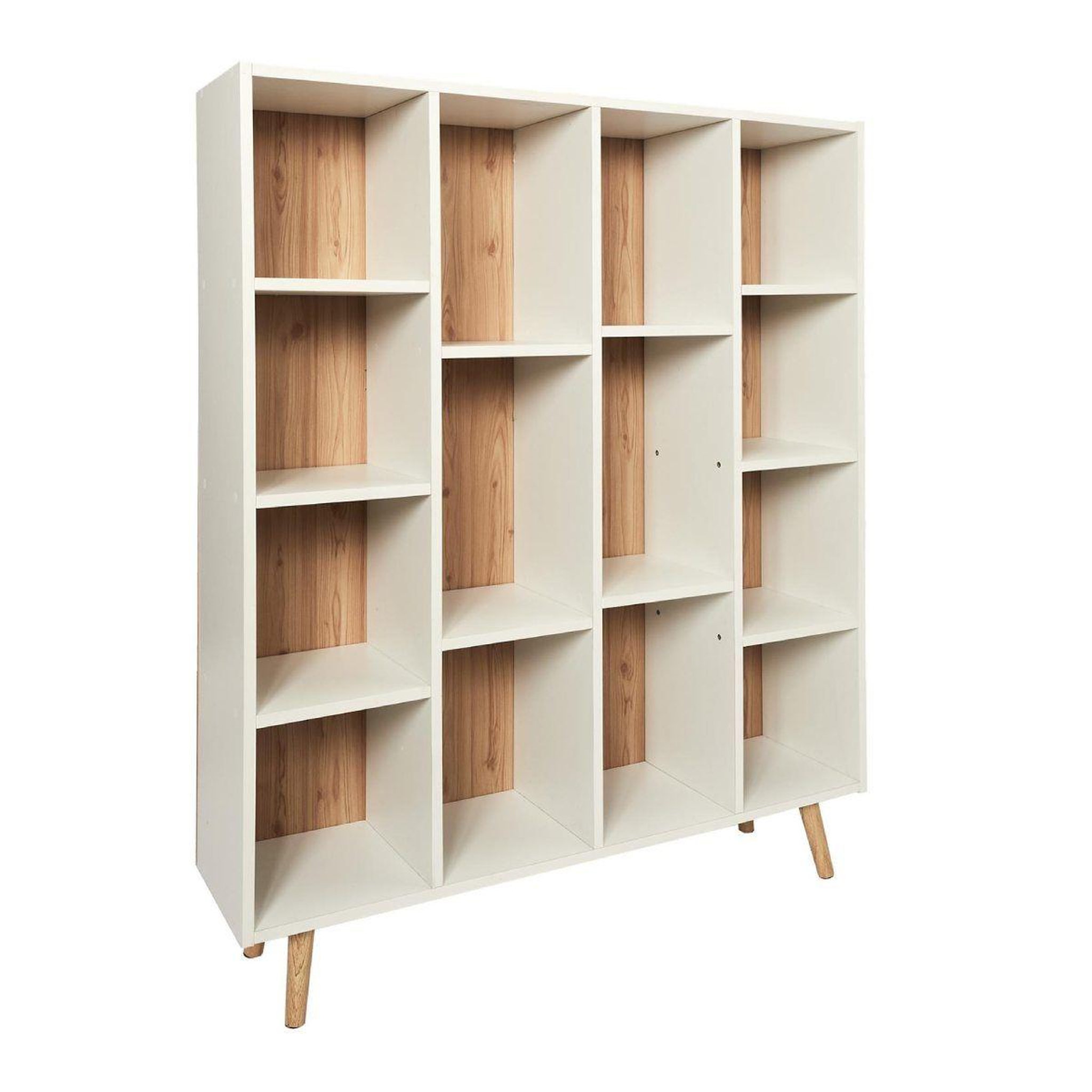 Voir la diapositive 2 : The Home Deco Factory Bibliothèque 14 casiers  suzanne  116cm blanc