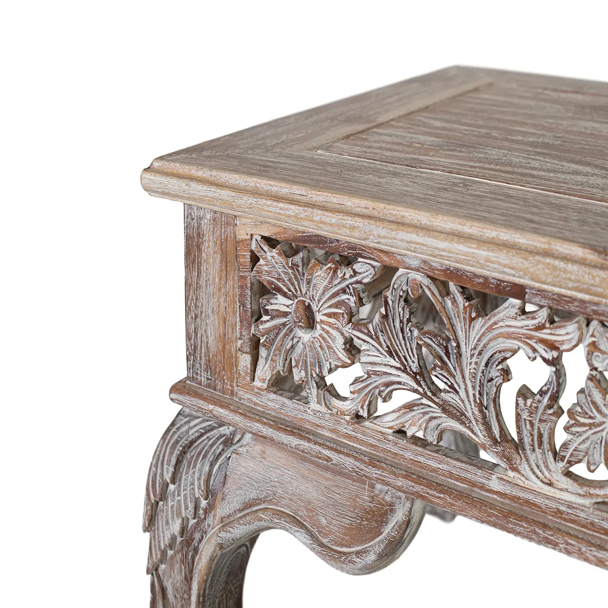 Voir la diapositive 5 : GINER Y COLOMER SL Table basse en bois de teck 120 cm style bohème sculpté