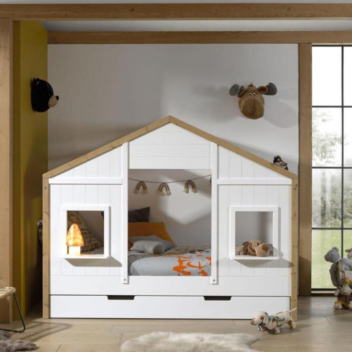 Paris Prix Pack - Lit Cabane & Tiroir  Babs  90x200cm Blanc