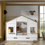 Paris Prix Pack - Lit Cabane & Tiroir  Babs  90x200cm Blanc