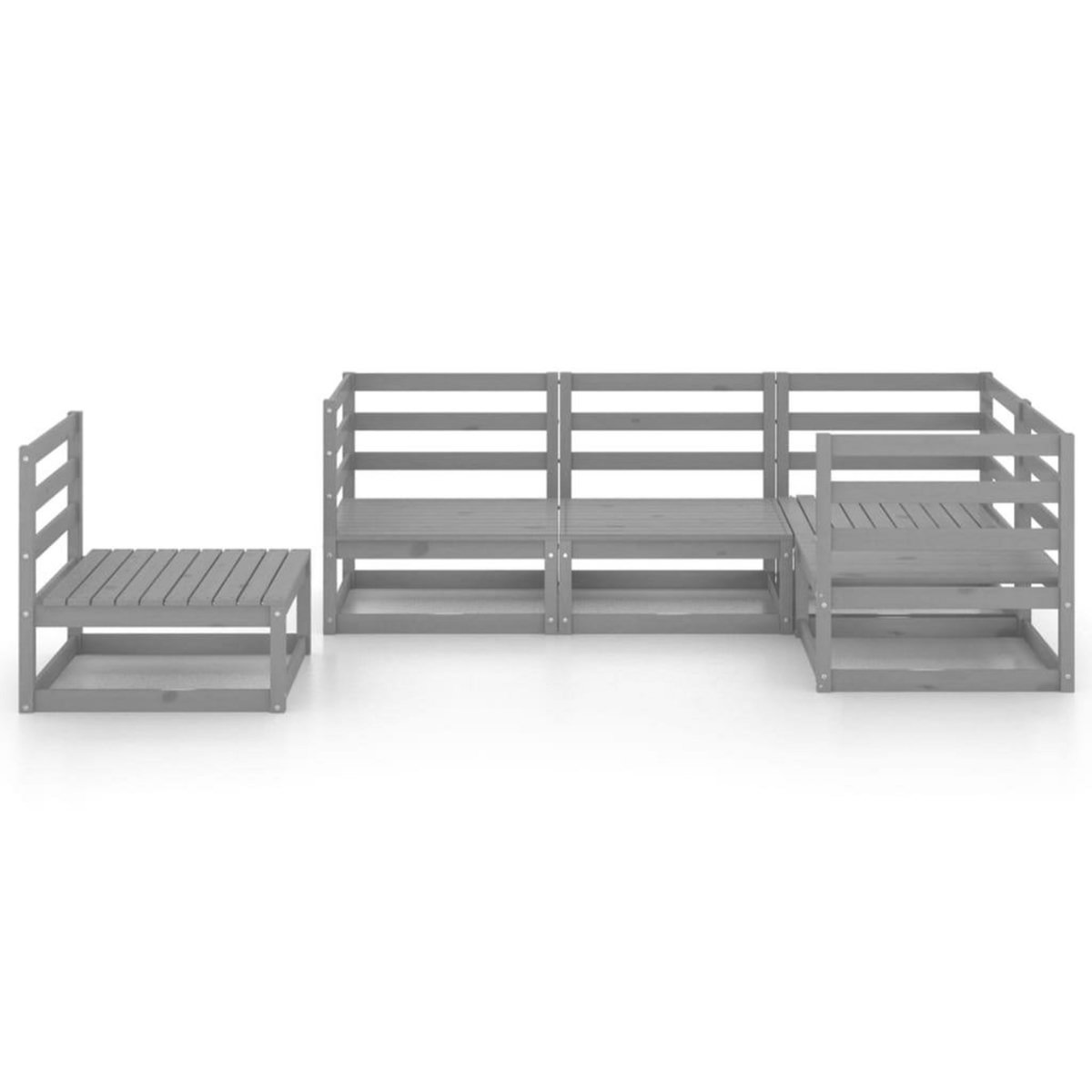 VIDAXL Salon de jardin 5 pcs gris bois de pin massif