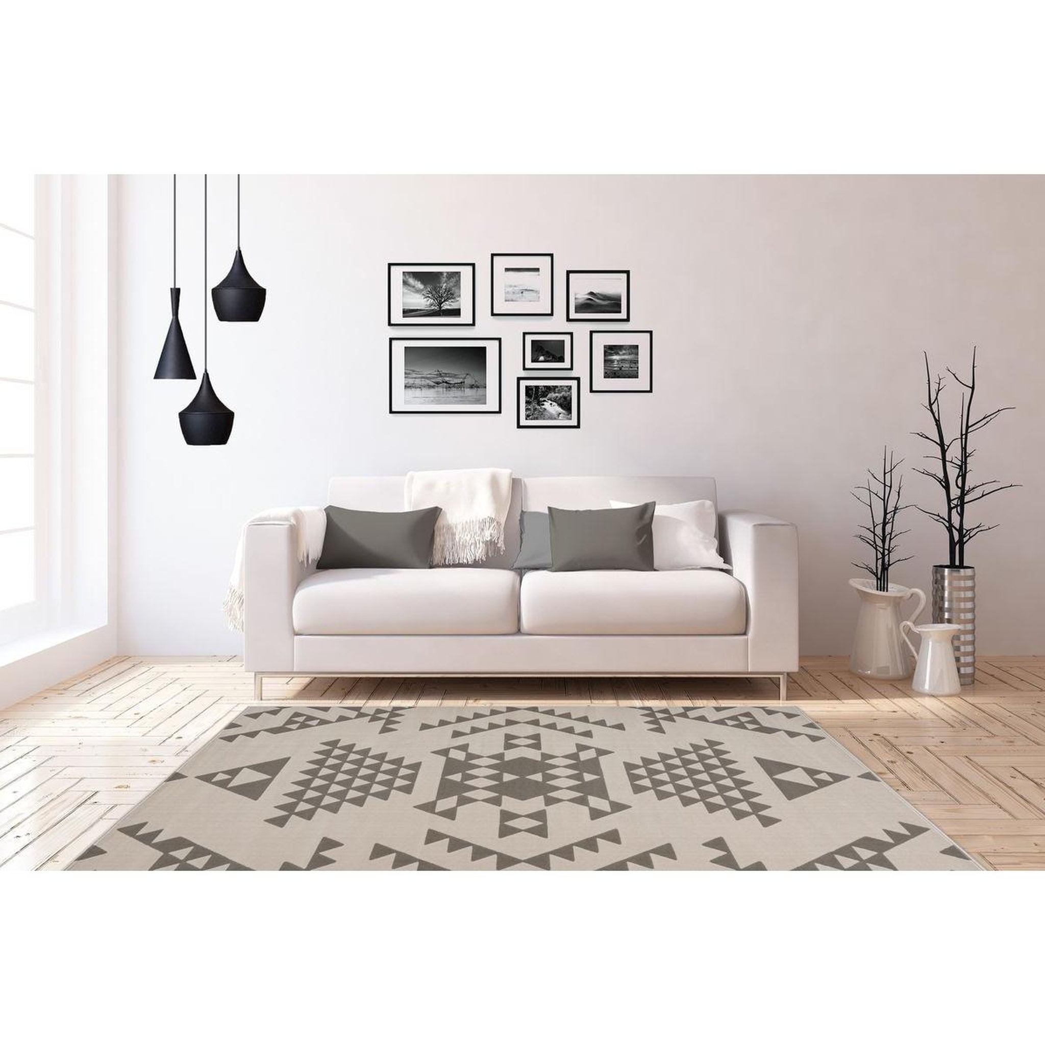 Voir la diapositive 2 : Paris Prix Tapis Ethnique à Poils Courts  Esperanto VI  Taupe