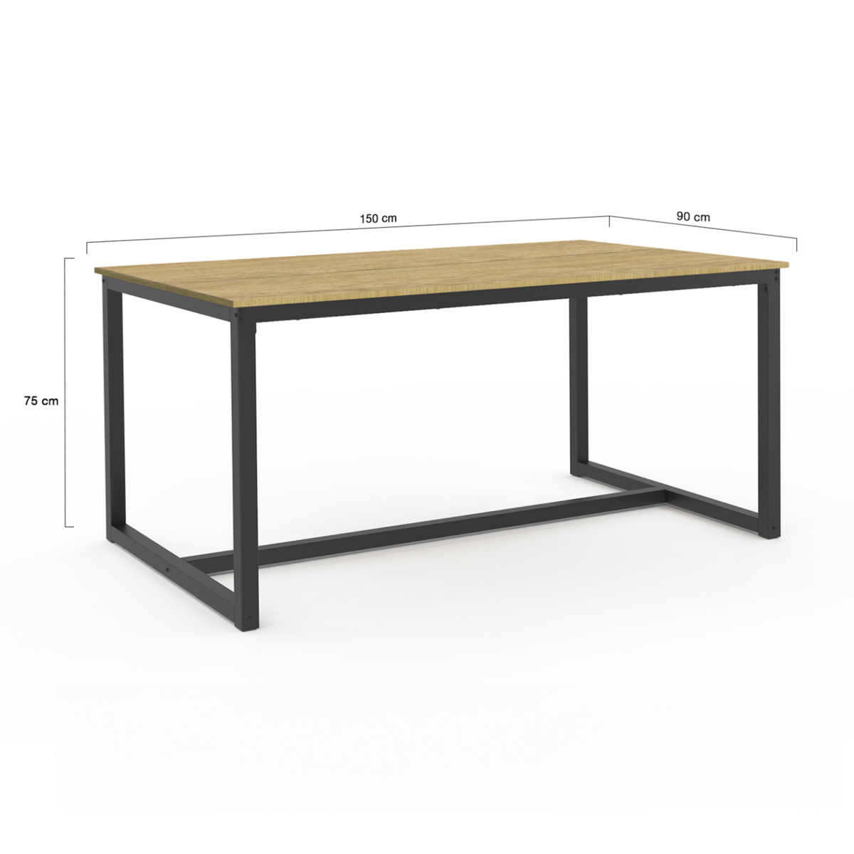 ID MARKET Table à manger rectangle DETROIT 8 personnes design industriel 150 cm