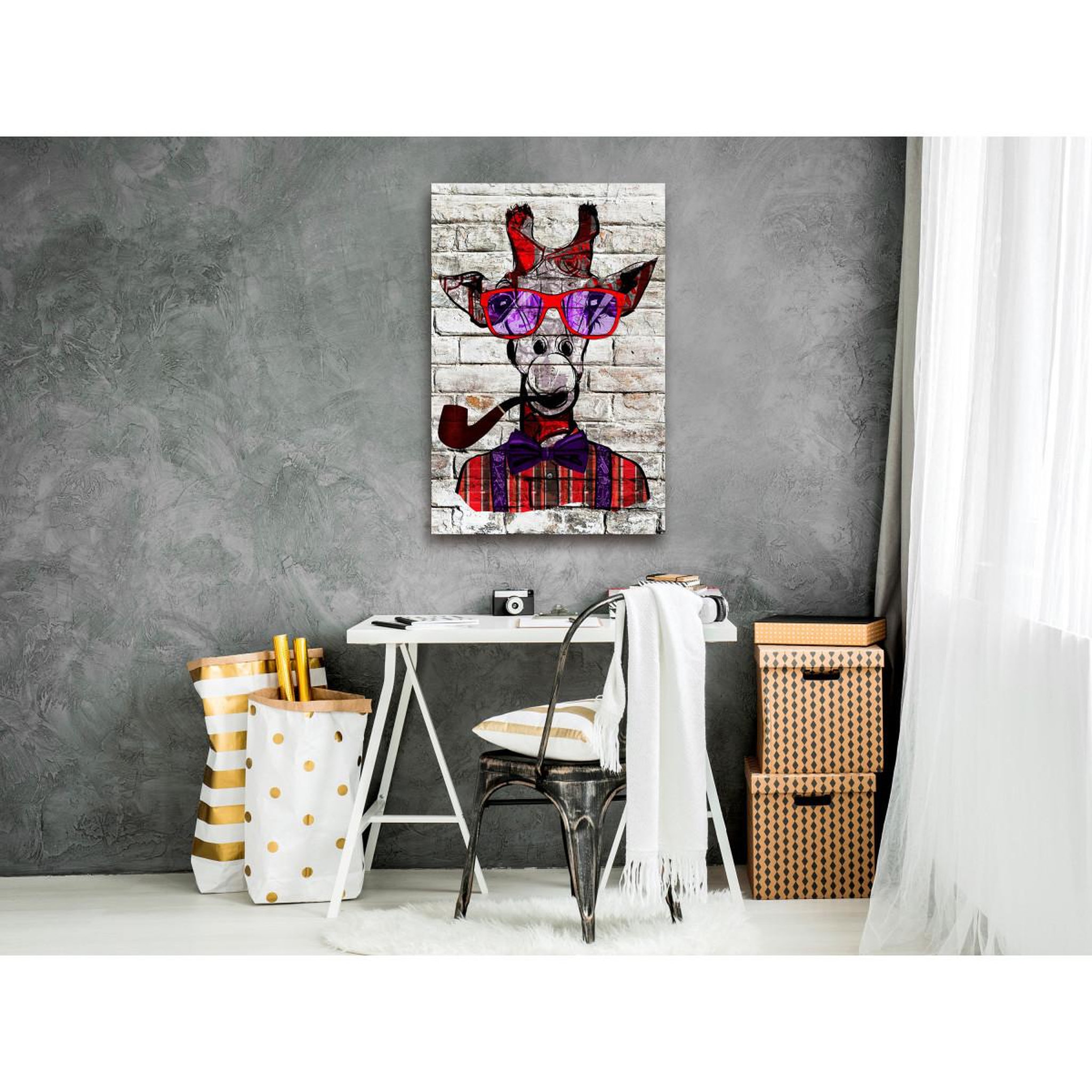 Voir la diapositive 2 : Paris Prix Tableau imprimé  hipster giraffe