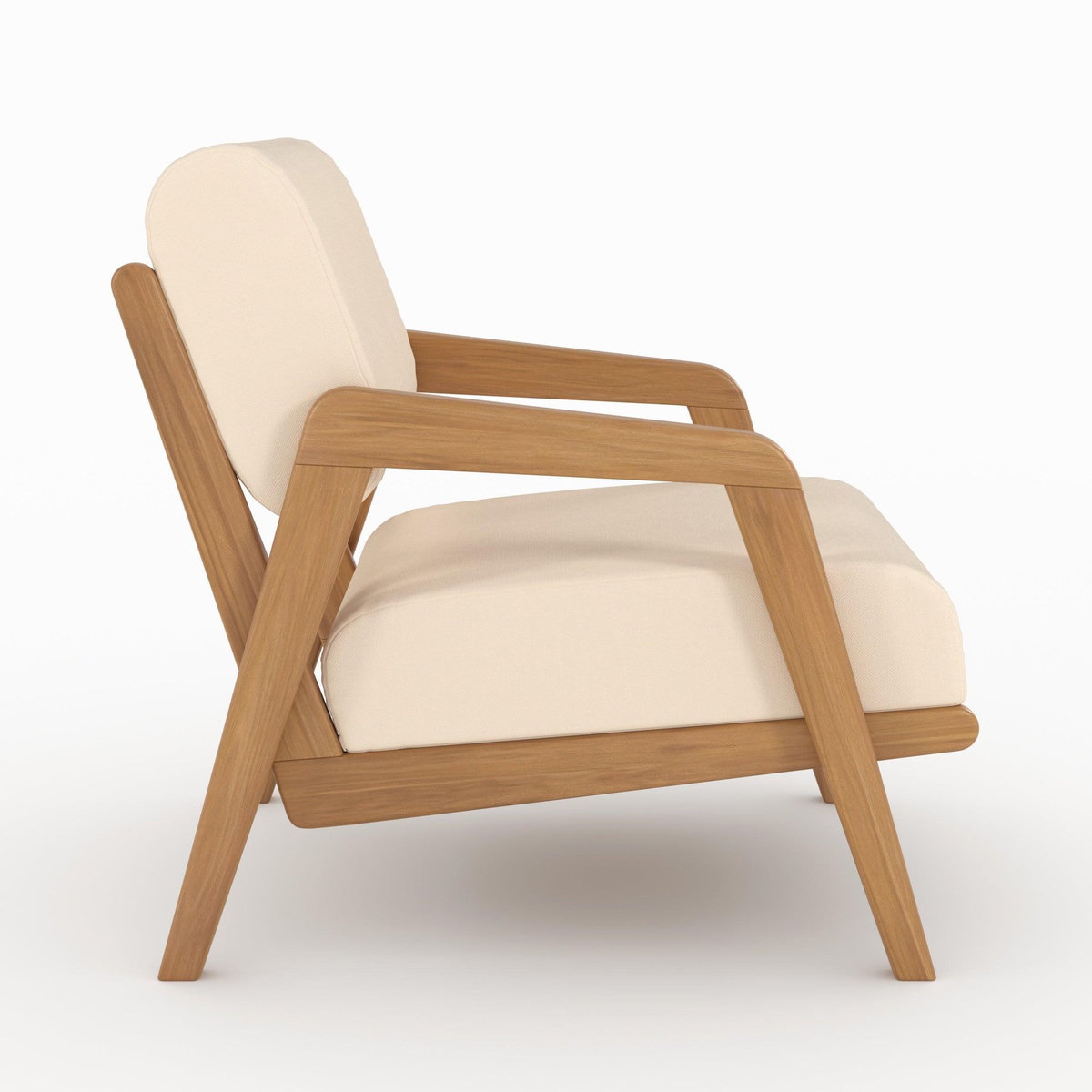 Rendez vous déco Fauteuil de jardin en bois d'acacia et tissu beige clair-Siargao