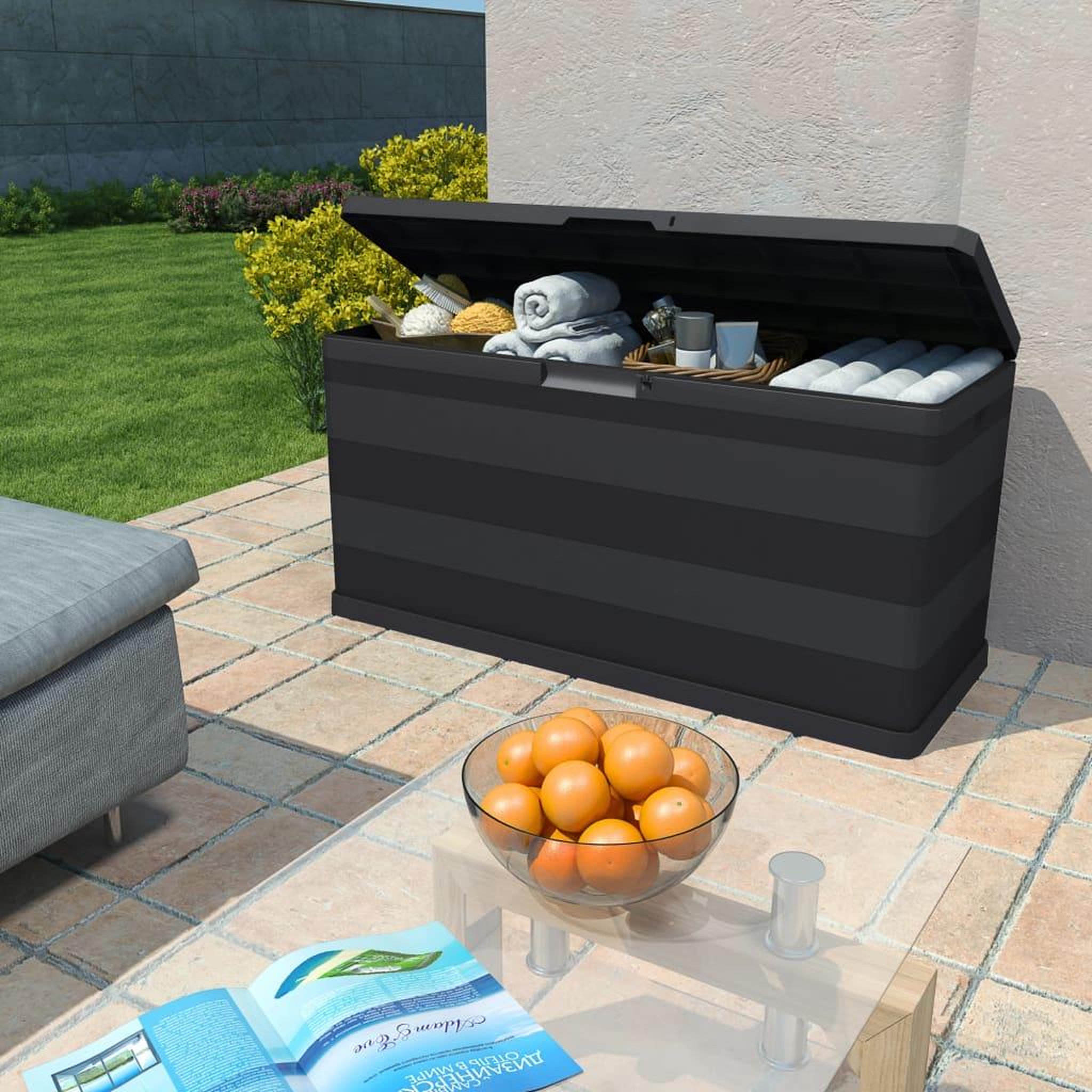 Voir la diapositive 2 : VIDAXL Boîte de rangement de jardin noir 117x45x56 cm