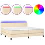 Voir la diapositive 2 : VIDAXL Sommier a lattes de lit et matelas et LED Creme 200x200cm Tissu