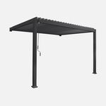 SWEEEK Pergola bioclimatique aluminium adossée lames orientables 4x3m Triomphe. Coloris disponibles : Beige, Blanc, Gris