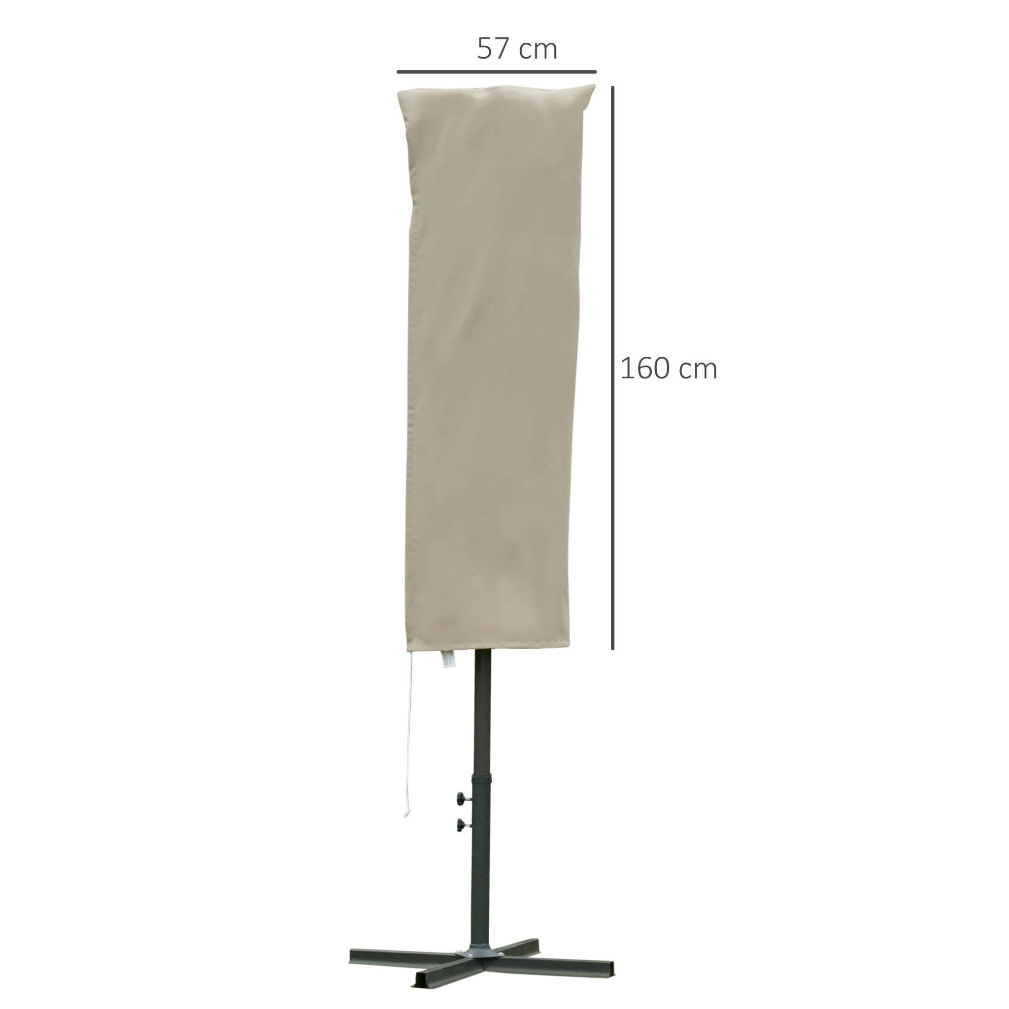 Voir la diapositive 3 : OUTSUNNY Housse de protection imperméable pour parasol droit avec fermeture éclair et cordon de serrage polyester oxford kaki léger